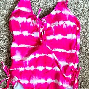 Pink and white tie one piece!!!